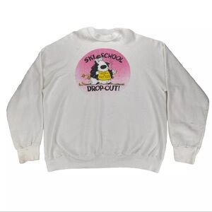 Vtg 1980's Ski School Drop Out Men XL Sweatshirt Phil Frank Art Single Stitch